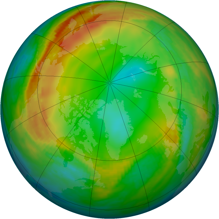 Arctic ozone map for 14 January 1989